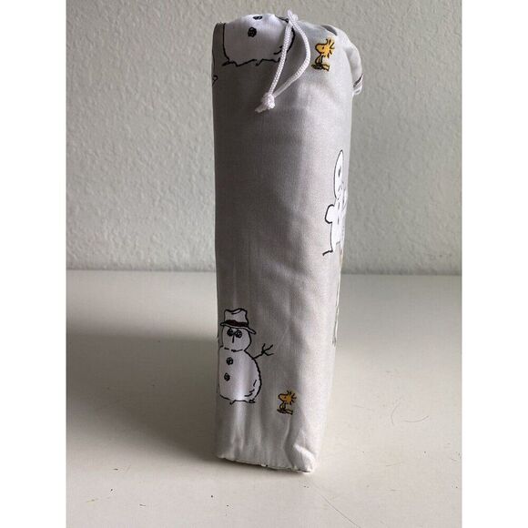 Peanuts Snoopy Woodstock QUEEN SIZE Sheet Set Christmas Snowman Winter Grey NEW - Picture 9 of 11